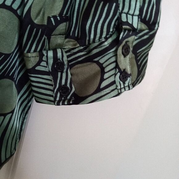 NWOT Zara Printed Flowing Blouse Green Size Small - Picture 6 of 8
